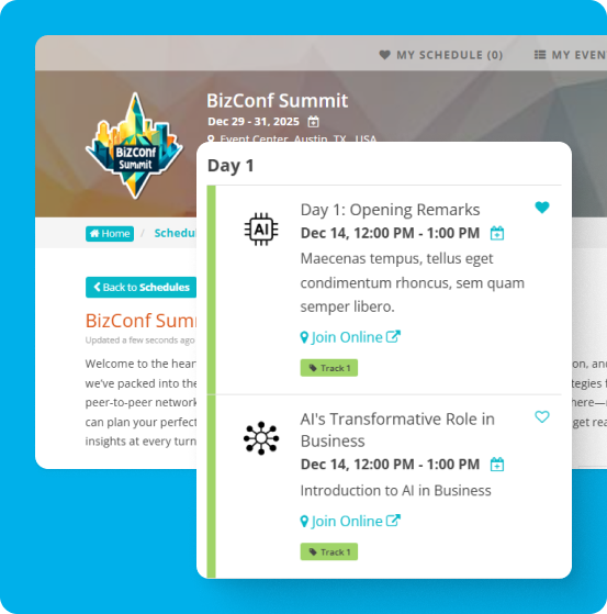 Customizable Schedules — ClearEvent