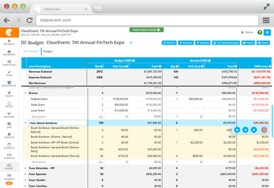 Track Budgets in Real Time — ClearEvent