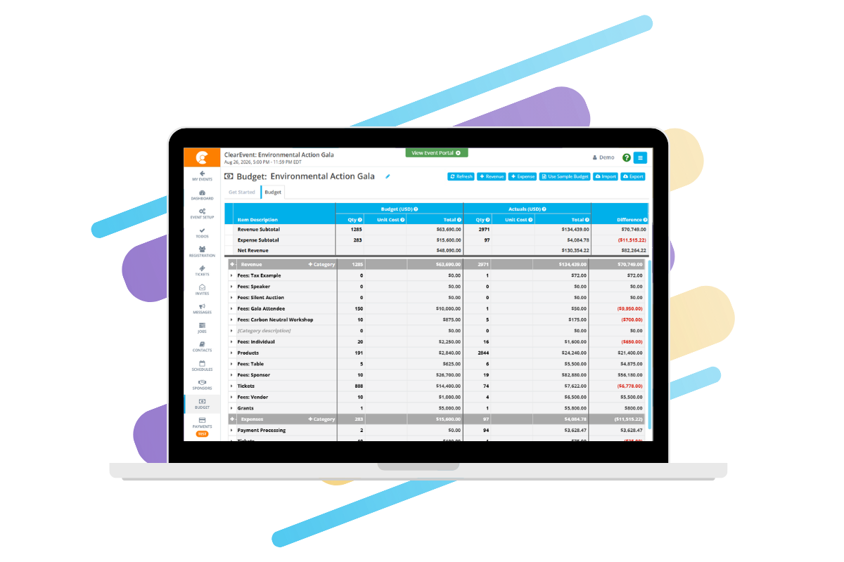 ClearEvent Event Budget Management.
