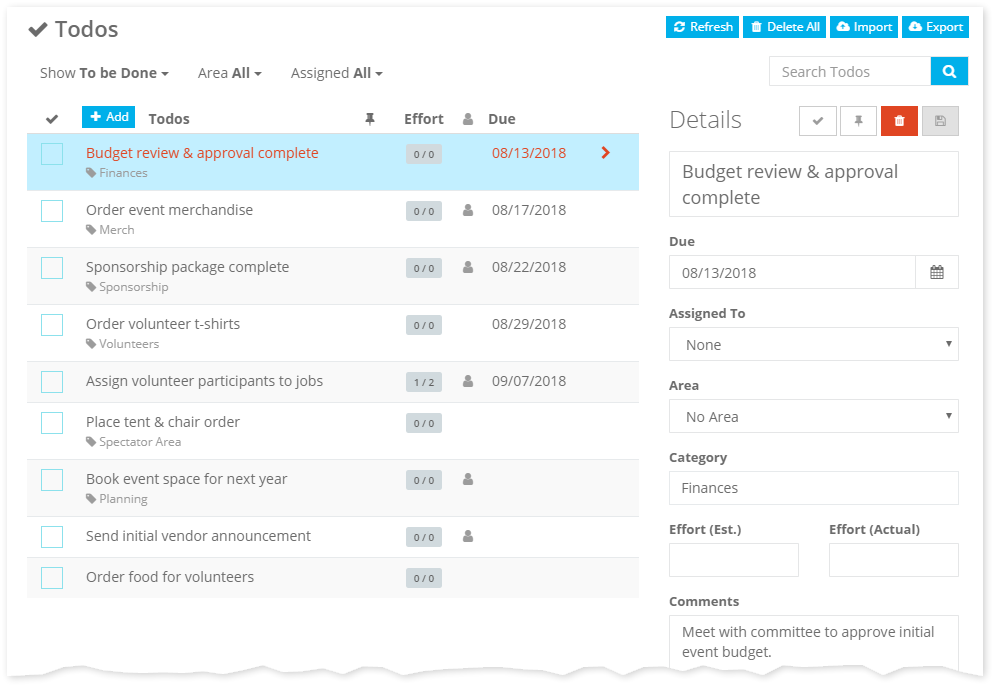 Event Team Management Create Todo Lists For Your Team ClearEvent