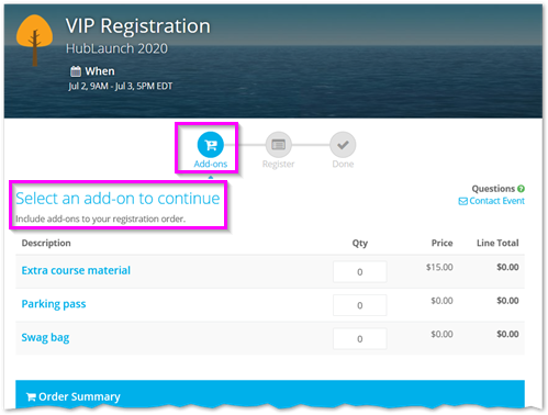 Customize the Registration Products Checkout Step
